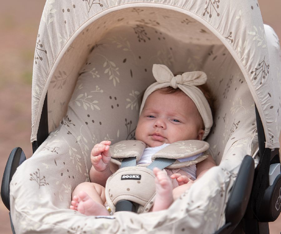 Gordelbeschermer Dooky Universal Seat Belt Pads | Romantic Leaves Beige