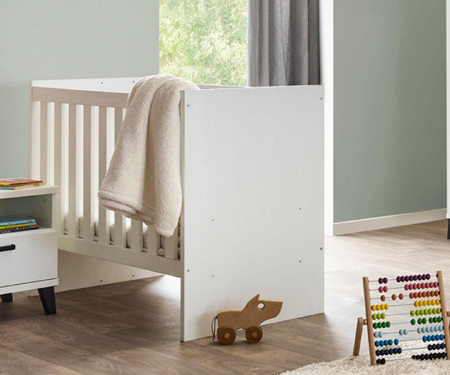 Bed NEYT, Evy Structuur Wit, Evy Structuur Wit 60x120 omvb, babybed omvormbaar tot eenpersoonsbed