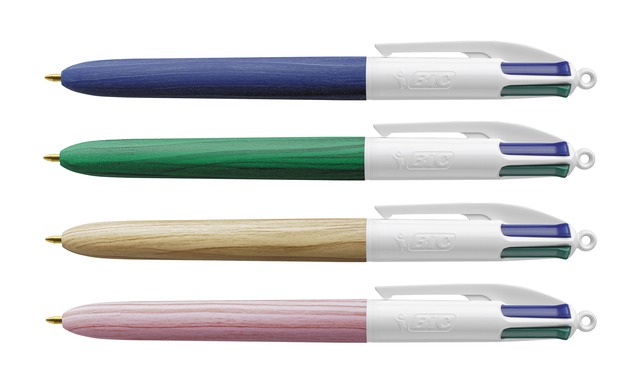 Balpen Bic 4 Colours Wood Effect, standaard
