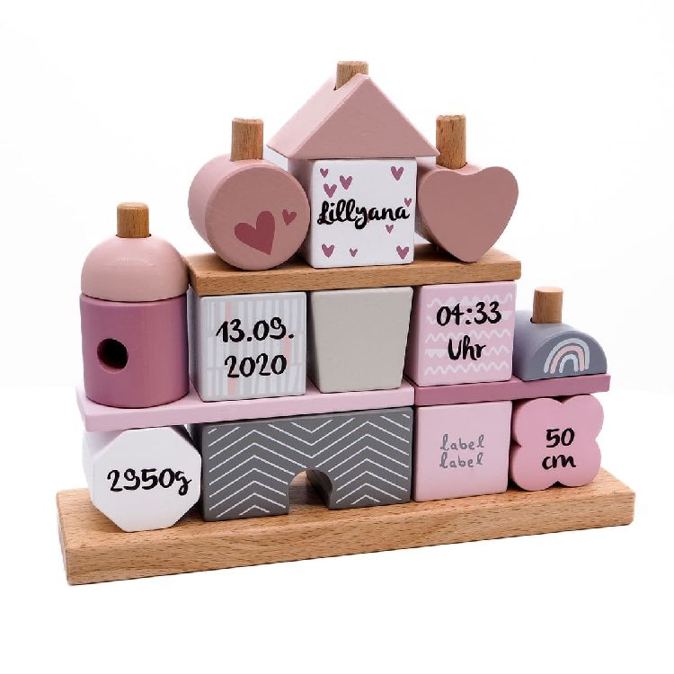 Blokken gepersonaliseerd, LABEL LABEL Stacking Blocks House Paradisio