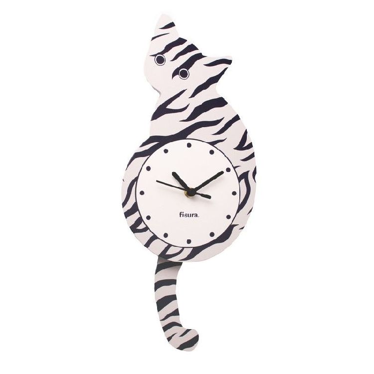 Klok Fisura Cat Clock Tabby Cat, wandklok Paradisio
