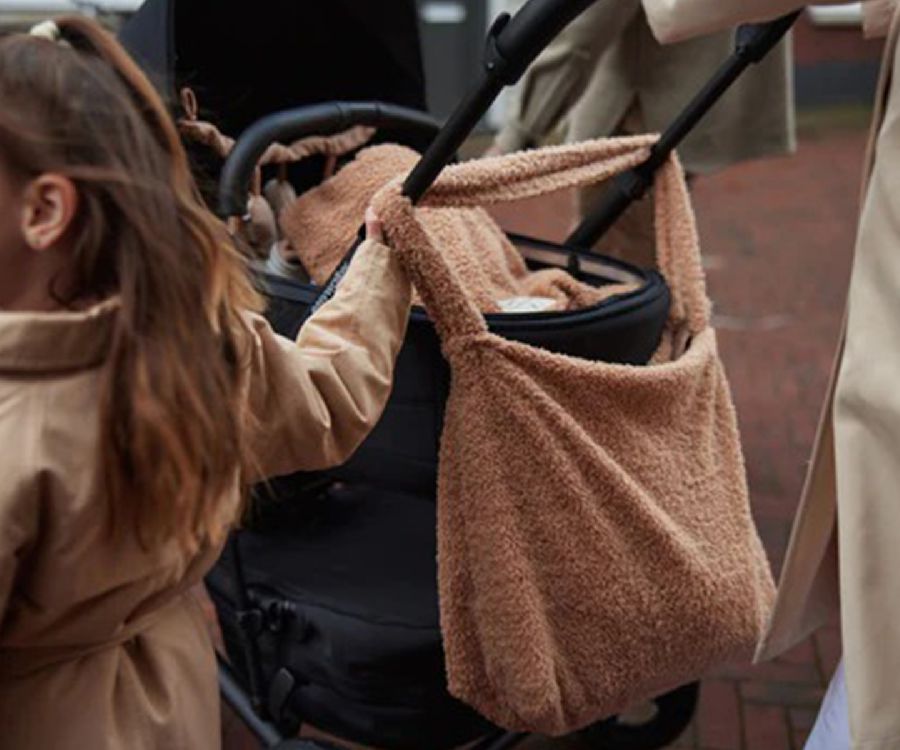 Verzorgingstas Jollein Shopper, draagtas met luiermat | Boucle biscuit