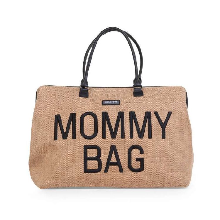 Verzorgingstas Childhome Mommy Bag Raffia, draagtas met luiermat | Raffia