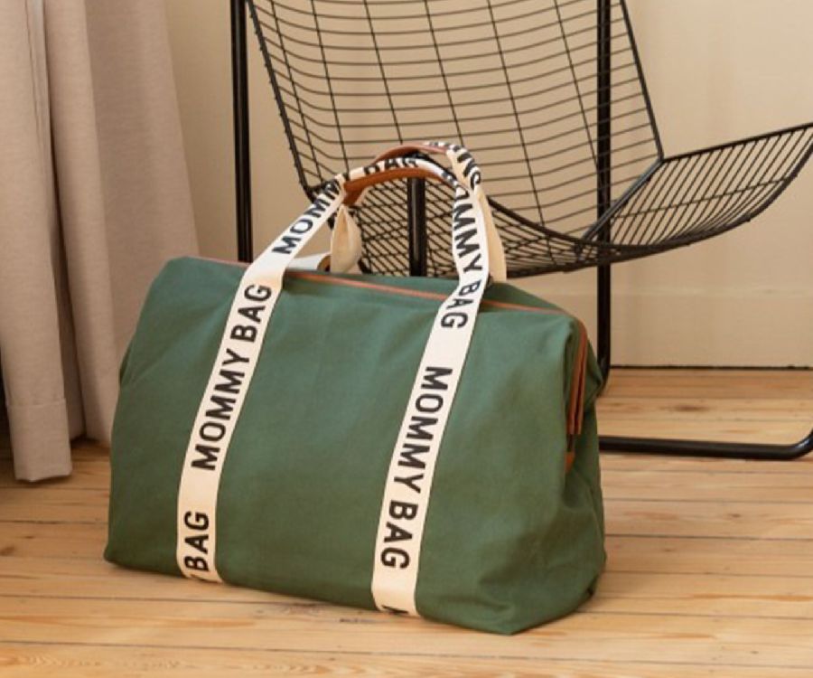 Verzorgingstas Childhome Mommy Bag Signature Canvas, draagtas met luiermat | Signature Canvas green