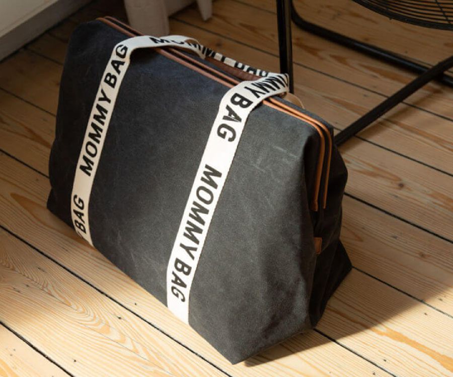 Verzorgingstas Childhome Mommy Bag Signature Canvas, draagtas met luiermat | Signature Canvas black