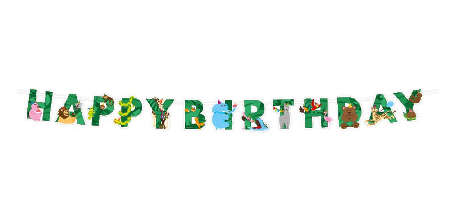 Feestartikelen PD Party Letter Banner - Happy Birthday, vlaggenlijn | Jungle