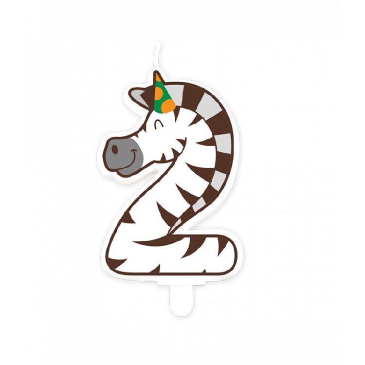 Feestartikelen PD Party Candle - 2 Zebra, kaars | Jungle