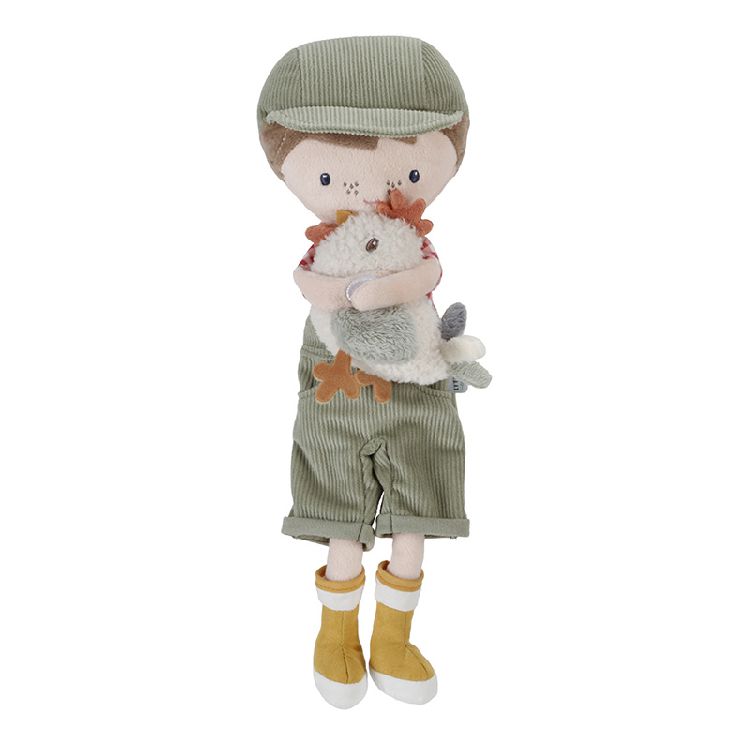 Pop Little Dutch Knuffelpop boer Jim met kip | Little Farm