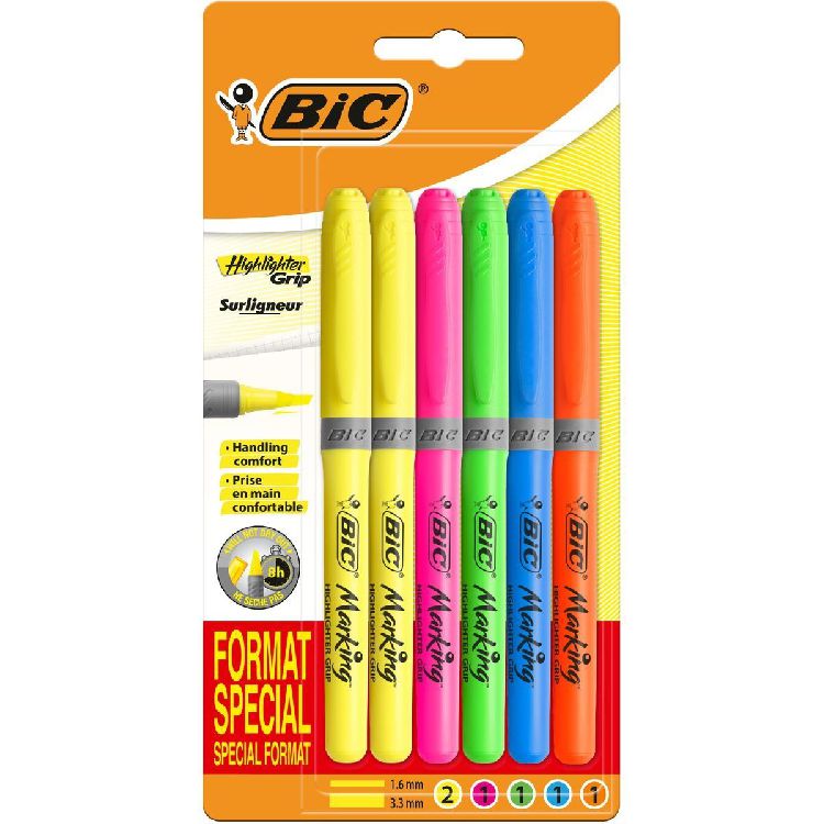 Stift Bic Highlighter Grip, tekstmarker