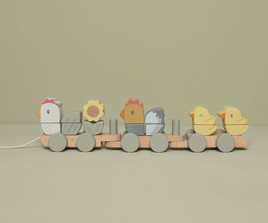 Blokken Little Dutch Blokkentrein kip | blokkentrein