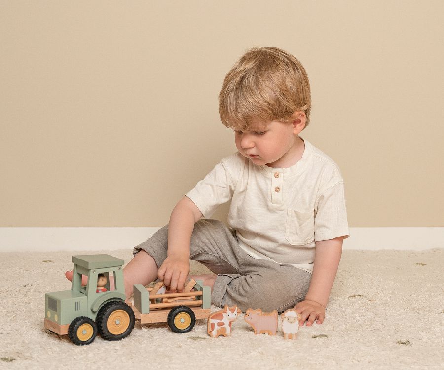 Voertuig Little Dutch Tractor met trailer | Little Farm