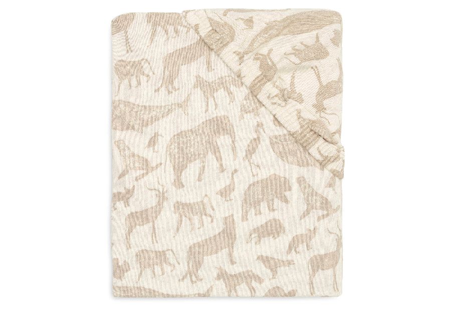 Hoeslaken Jollein, geschikt voor babybed 60x120 | Animals nougat