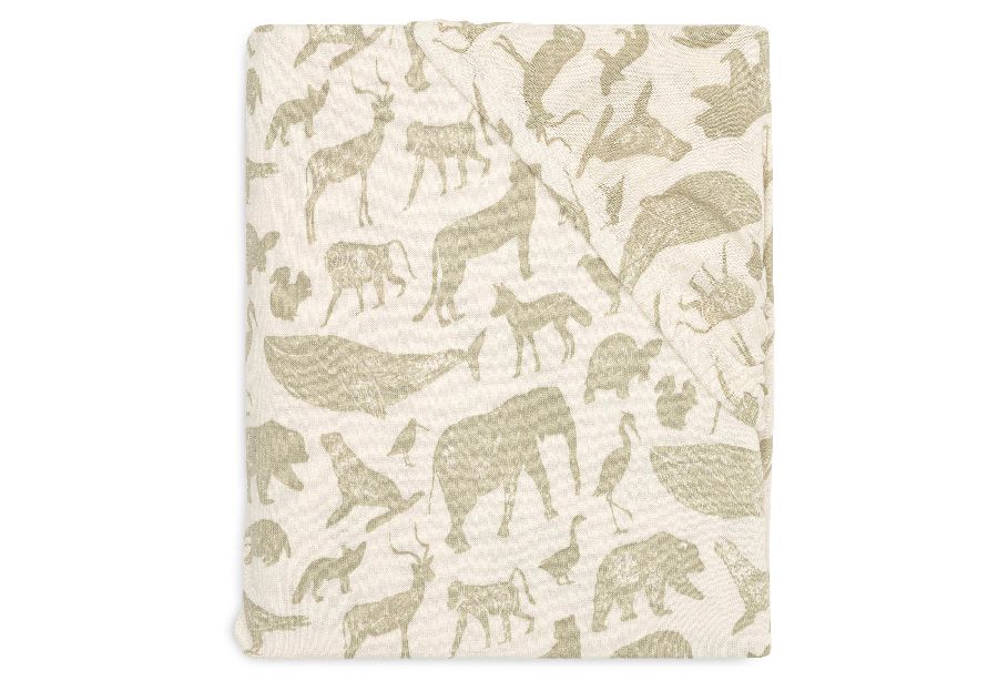 Hoeslaken Jollein, geschikt voor babybed 70x140/babybed 70x150/babybed 75x150 | Animals olive green
