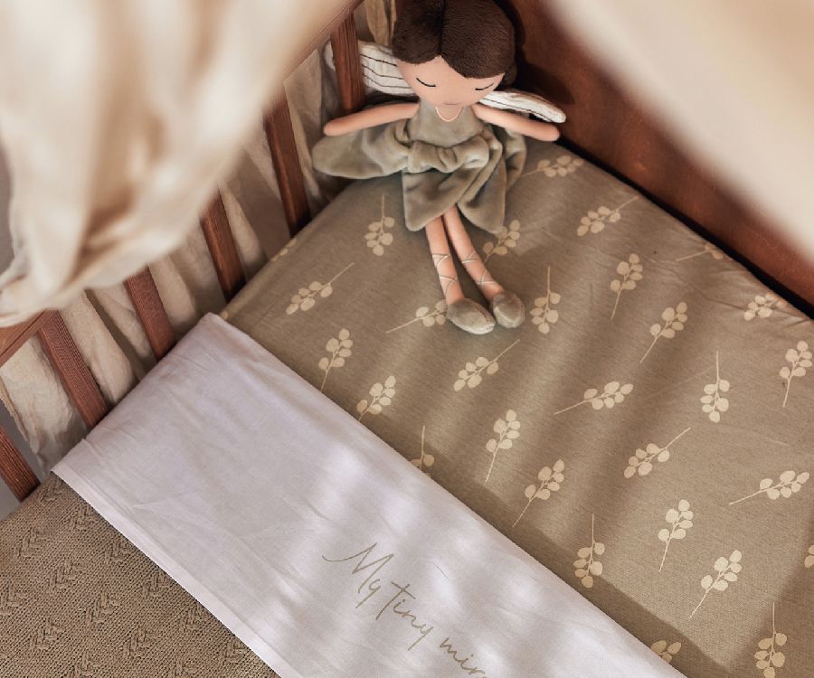 Hoeslaken Jollein, geschikt voor babybed 60x120 | Twig olive green