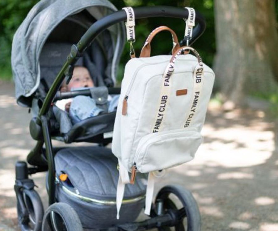 Verzorgingstas Childhome Backpack Family Club Signature Canvas, rugzak met luiermat | Signature Canvas offwhite