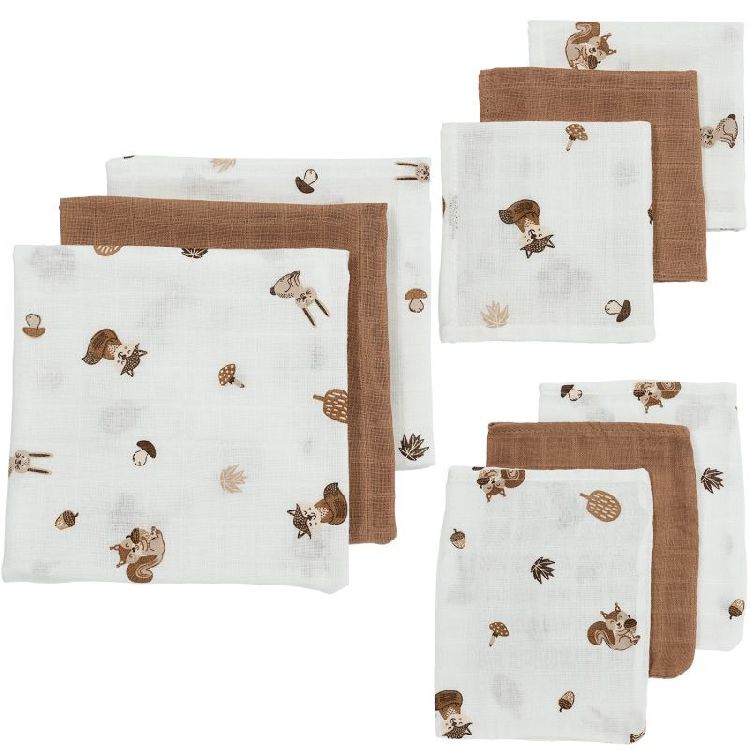Tetra doek Meyco Baby Starterset 9-delig | Forest Animals toffee