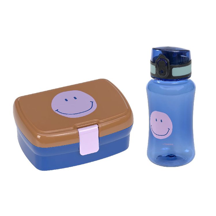 Brooddoos Laessig Lunch Set | Little Gang Smile caramel/blue