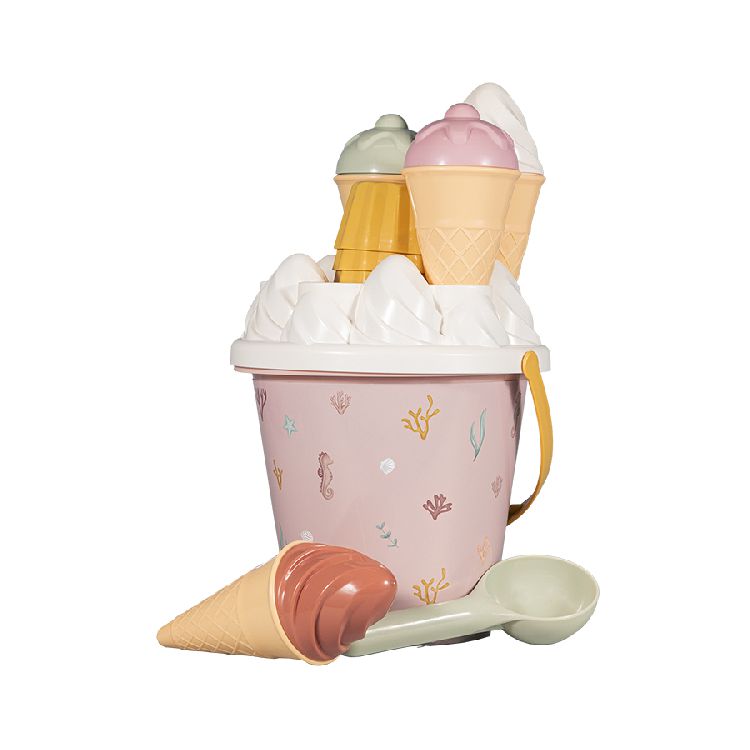 Strandspeelgoed Little Dutch, Ice Cream Bucket - 14 pcs | Ocean Dreams pink