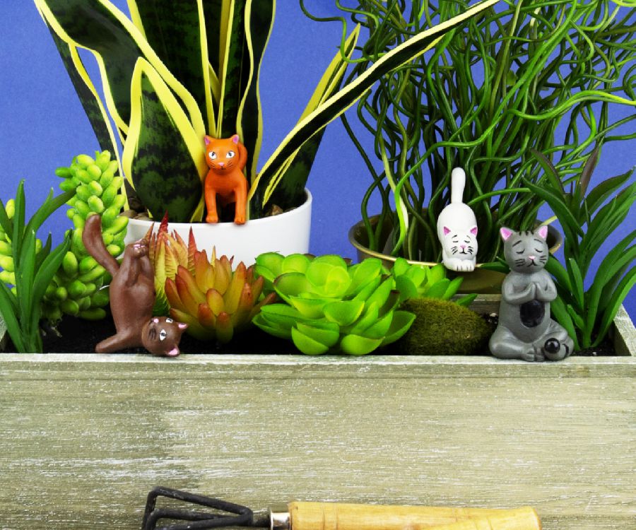 Beeld Gift Republic, Plant Pot Yoga Cat Markers, poezen in yoga houding