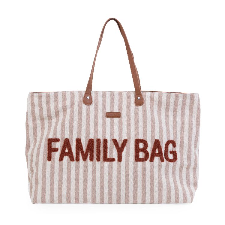 VERZORGINGSTAS Childhome Family Bag Canvas, reistas zonder luiermat | Canvas the stripes collection nude/terracotta