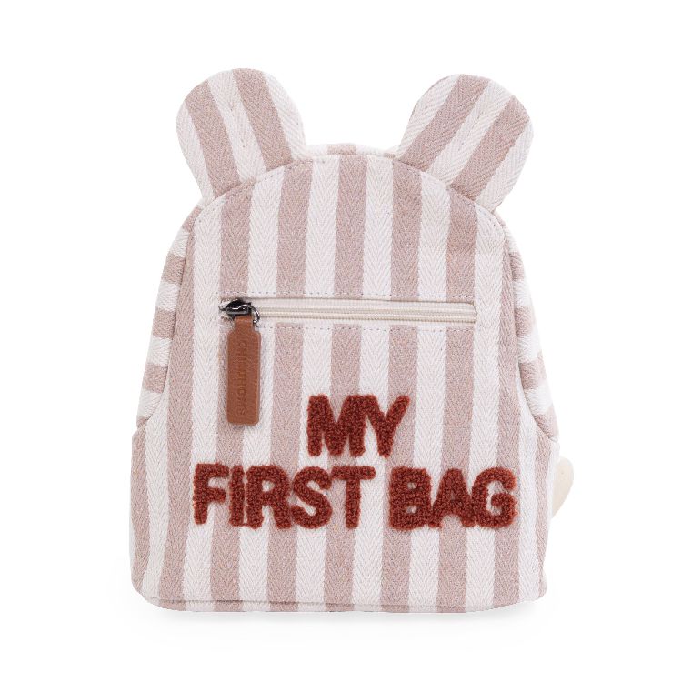 Rugzak Childhome My First Bag Canvas | Canvas the stripes collection nude/terracotta