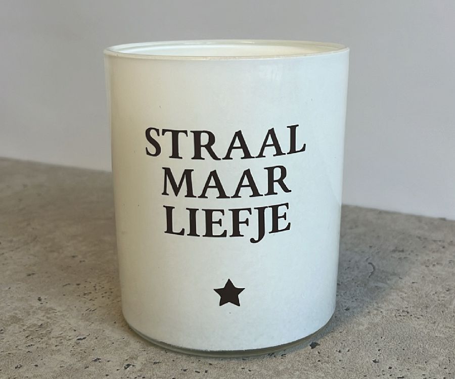 Kaars Atelier Pierre, Kaars - Straal Maar Liefje, kaars in glas