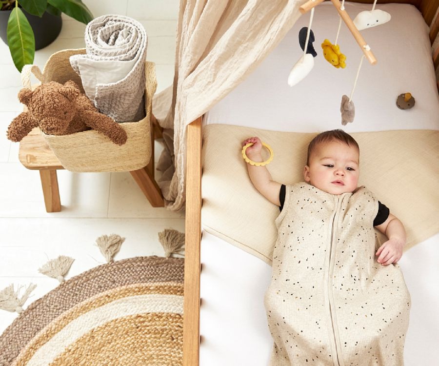 Slaapzak Meyco Baby, 9/12 maanden, 0.3 TOG | Rib Mini Spot sand melange