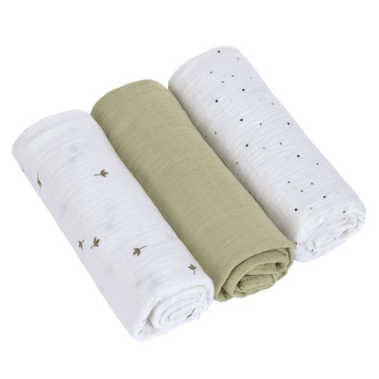 Tetra doek Laessig Swaddle & Burp Blanket L | Leaves olive