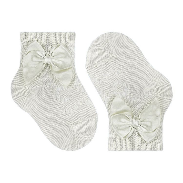 Kousen Condor Perle Geometric Openwork Socks With Satin Bow, klassiek model
