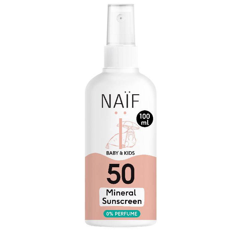 Zonnecreme Naif Mineral Sunscreen Spray 0% Perfume, SPF 50