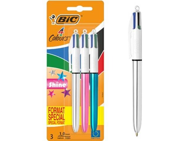 Balpen Bic 4 Colours Shine, standaard