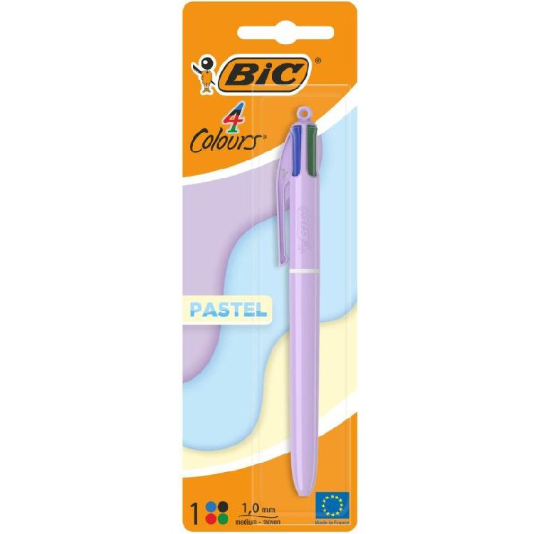 Balpen Bic 4 Colours Pastel, standaard