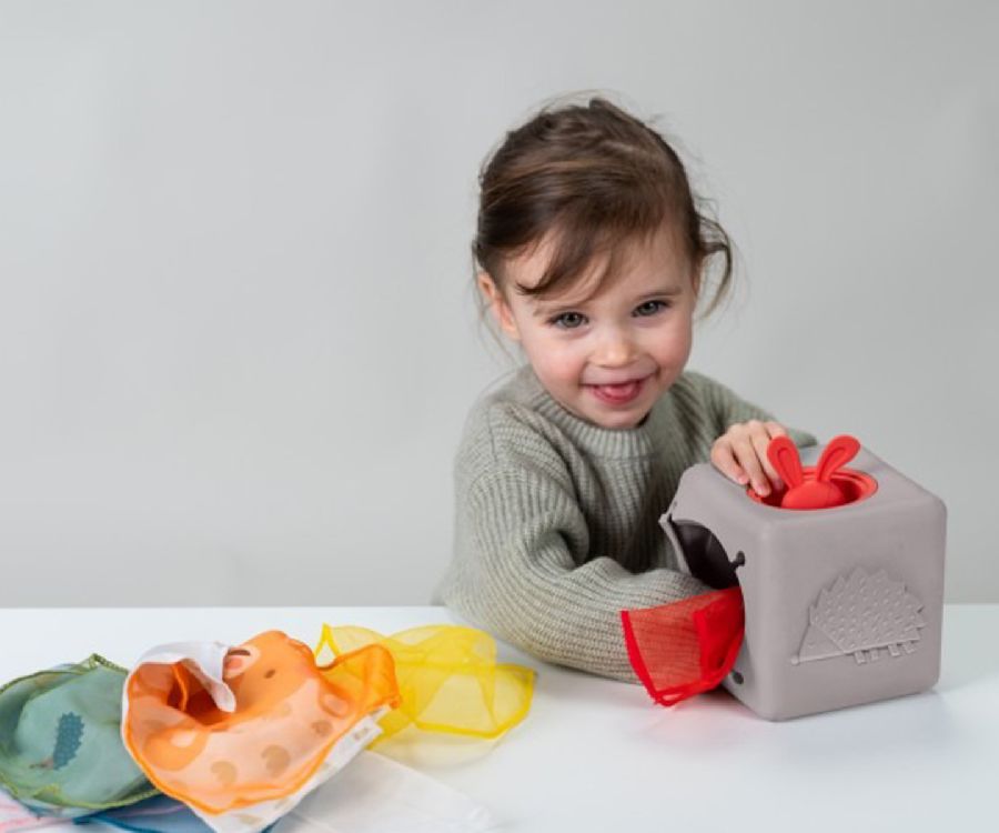 Stevige activiteitenkubus Taf Toys Bunny tissue box