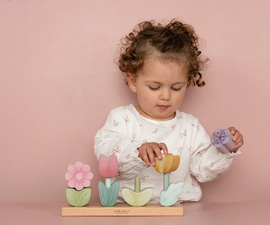 Stapelspeelgoed Little Dutch Stapelaar bloemen | stapelfiguur