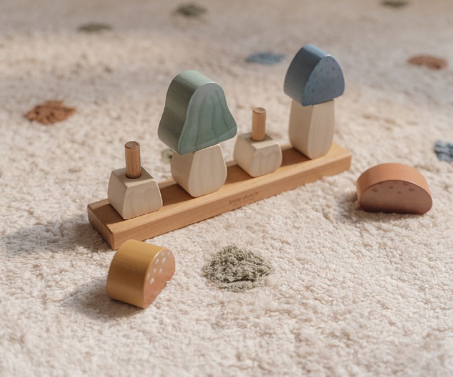 Stapelspeelgoed Little Dutch Stapelaar paddenstoelen | stapelfiguur