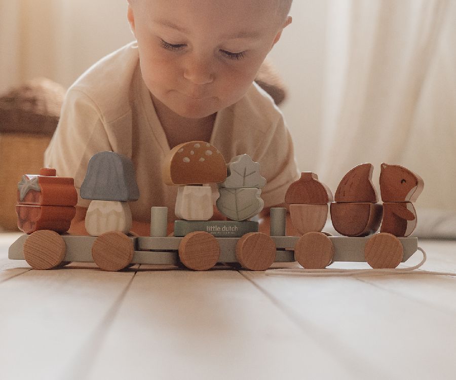 Blokken Little Dutch Blokkentrein eekhoorn | blokkentrein