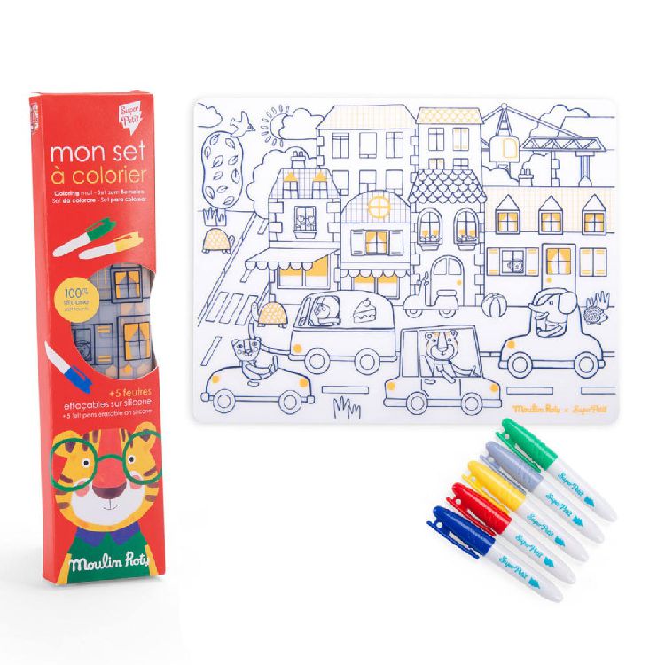 Kleurmateriaal Super Petit Colouring mat | Superpetit X Moulin Roty