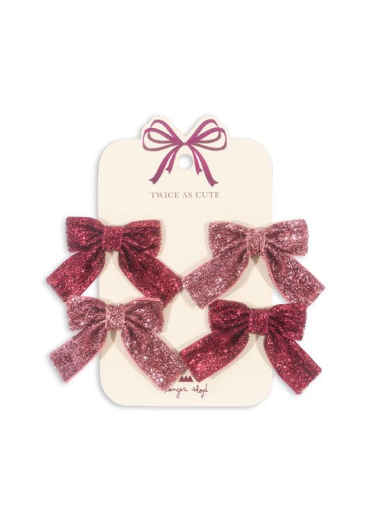 Haarspeld Konges Slojd 4pack glitter bow hair clips