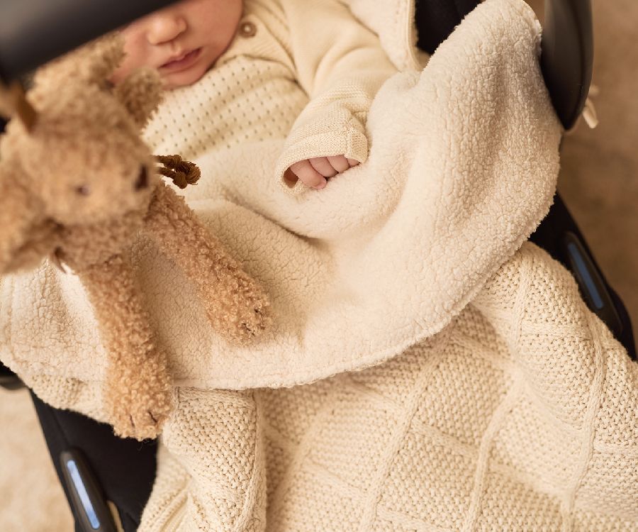Voetenzak Jollein, geschikt voor autostoel groep 0+ | Check Knit oatmeal