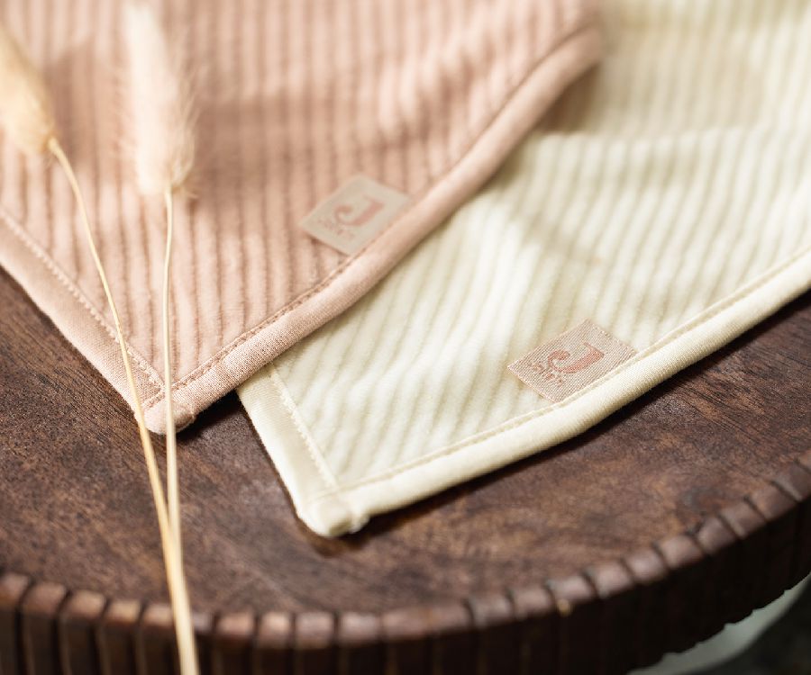 Spuugdoekje Jollein Bib bandana | Velvet Rib wild rose/Velvet Rib ivory