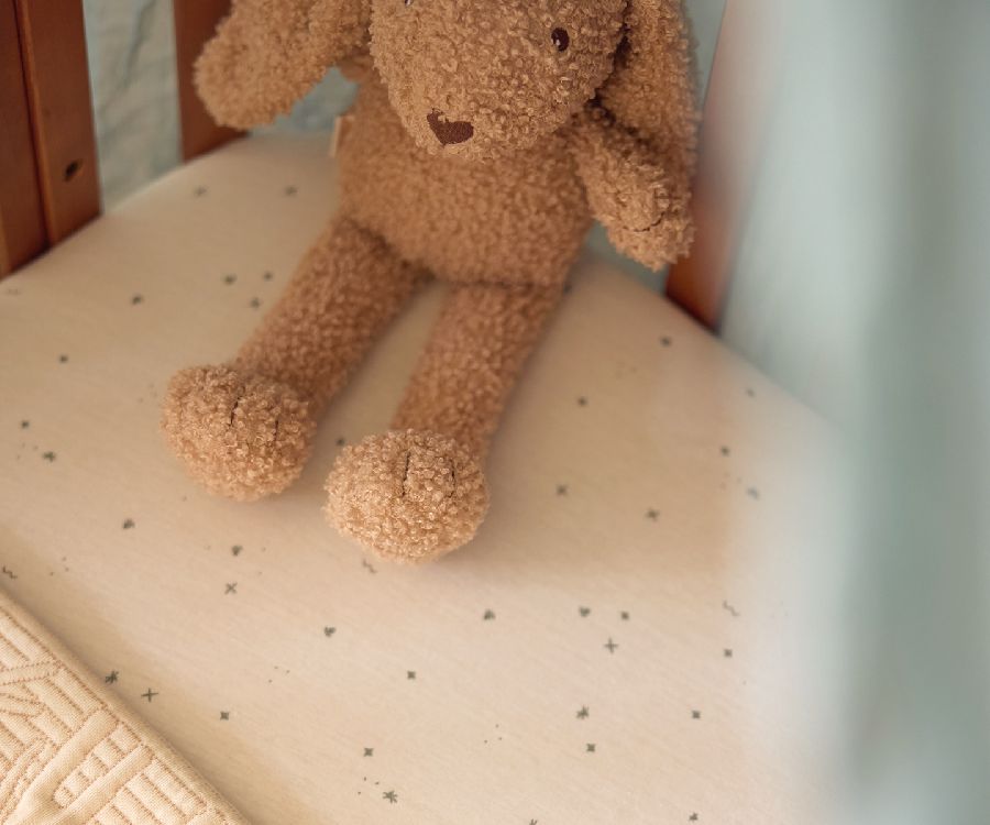 Hoeslaken Jollein, geschikt voor babybed 60x120 | Twinkling sea green