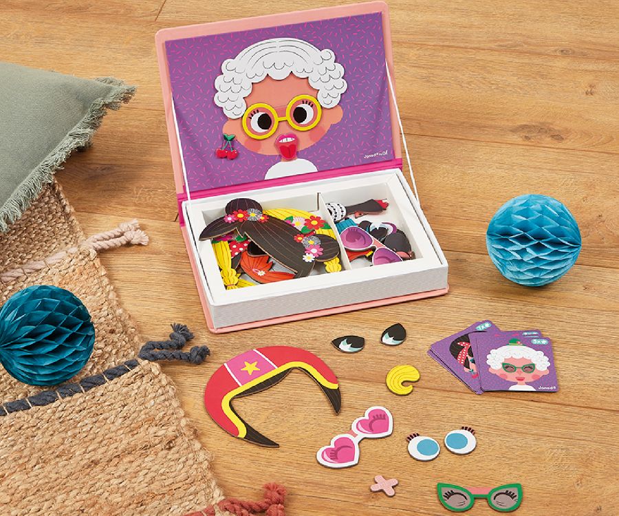 Magnetisch speelgoed Janod Crazy Face Girls | Magneti Book