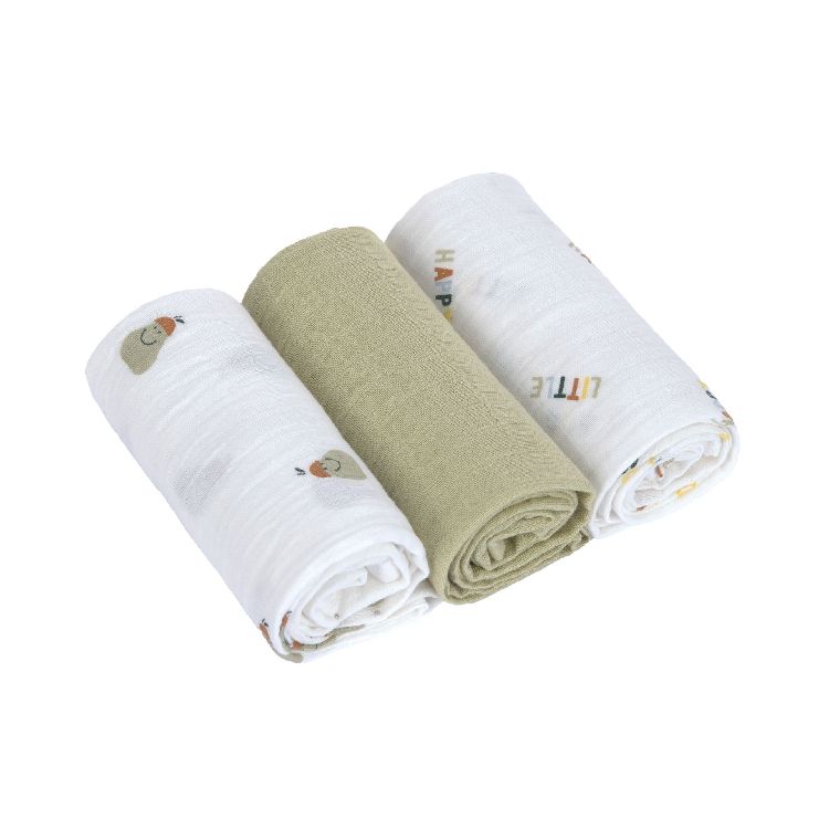 Tetra doek Laessig Swaddle & Burp Blanket M | Happy Fruits Pear