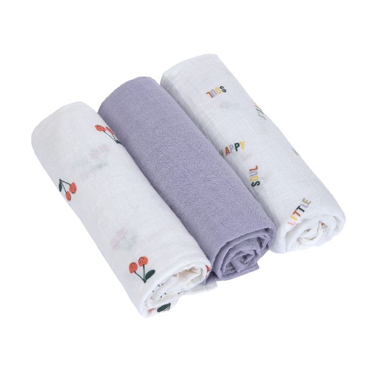 Tetra doek Laessig Swaddle & Burp Blanket L | Happy Fruits Cherry