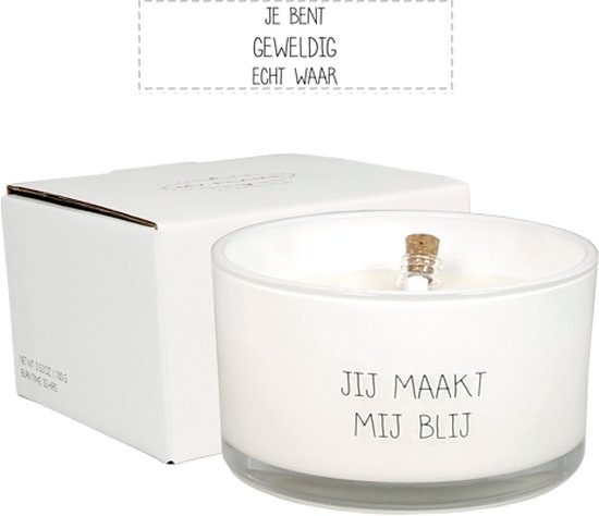 Kaars My Flame, Flessenpost, kaars in glas/geurkaars, fresh cotton