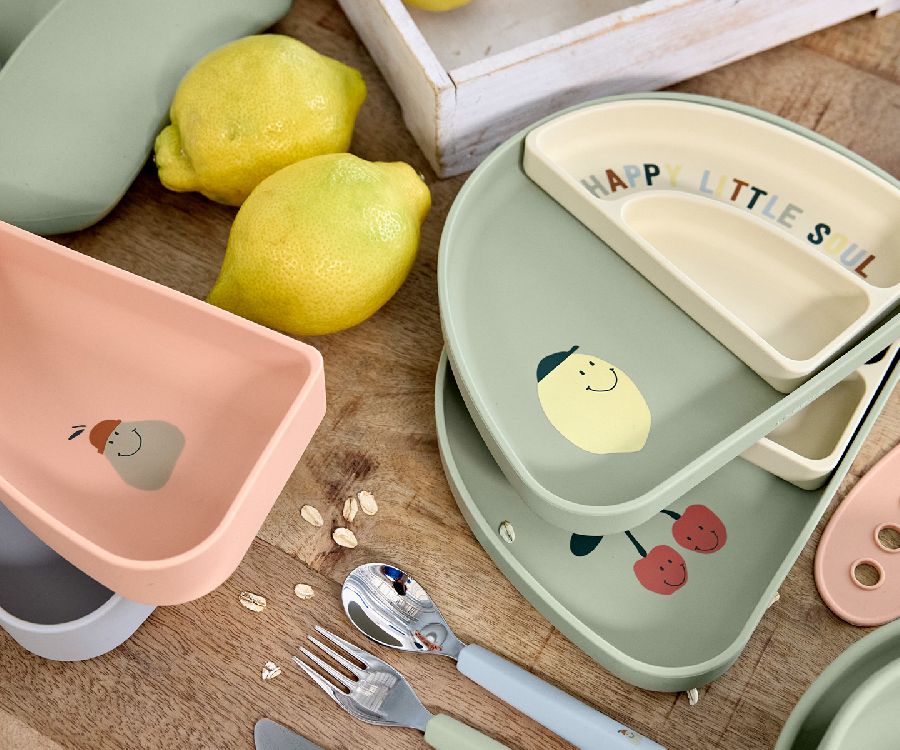 Bord Laessig Silicone Section Dish Set, diep bord | Happy Fruits Lemon