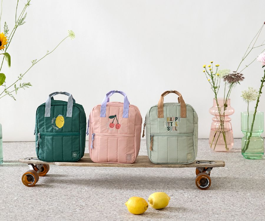Rugzak Laessig Mini Square Backpack | Little Gang lemon dark green