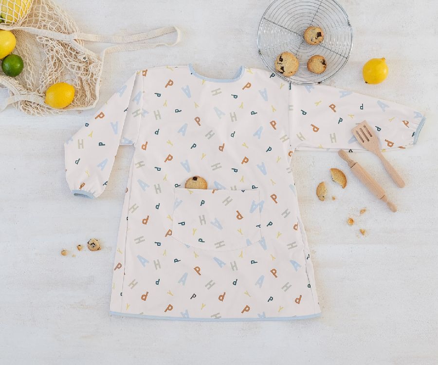 Schort Laessig Long Sleeve Apron | Happy Fruits pastel lilac