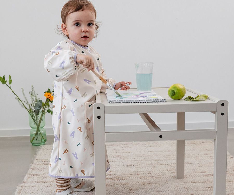 Schort Laessig Long Sleeve Apron | Happy Fruits light blue