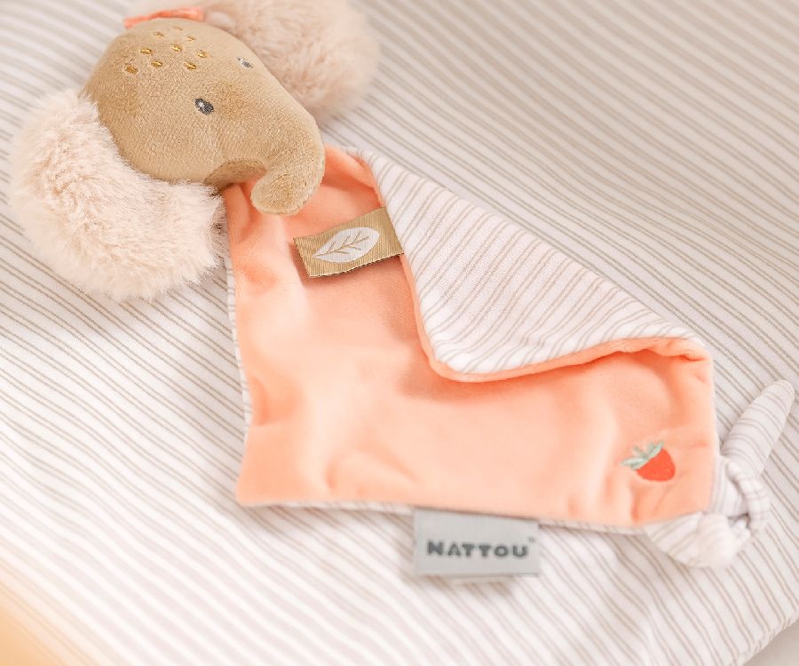 Knuffeldoek/fopspeendoekje Nattou, Mini Doudou Oli the elephant | Flo, Ernest & Oli